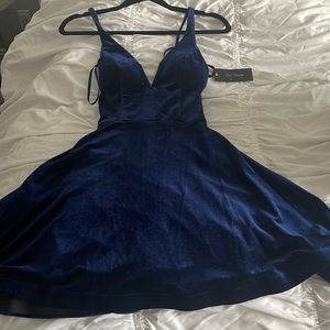 Navy velour swing dress